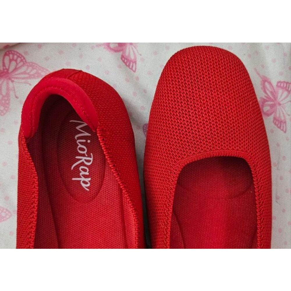 Y. MSRP $50 NWOB MIORAP RED SQUARE TOE KNIT BALLET FLATS ♡ SIZE 7.5 ♡ - Picture 5 of 6